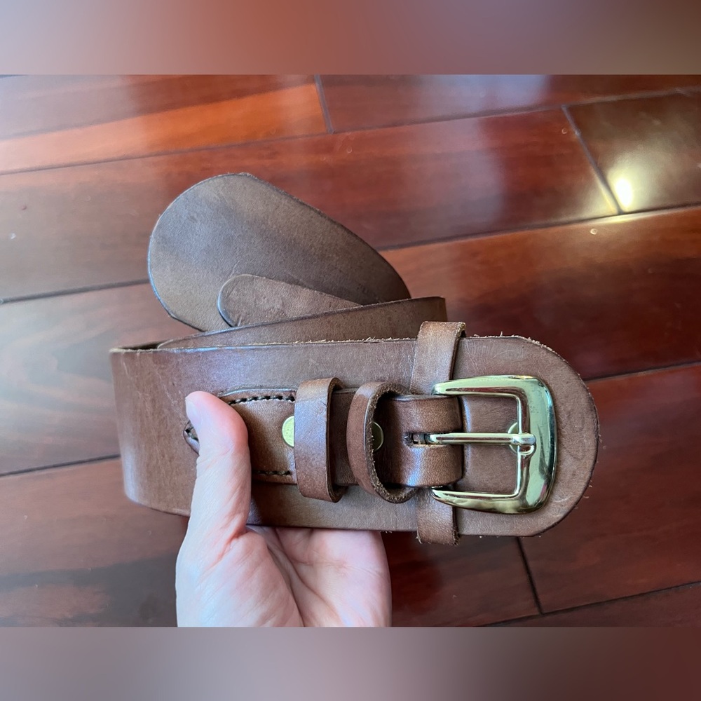 Genuine Leather Brass Corset Belt Wide Camel  Handmade Heavy Leather Belt Sz 32